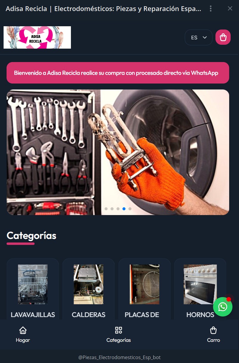 Adisa Recicla - Tienda en Telegram (Bot) de Recambios y Reparación